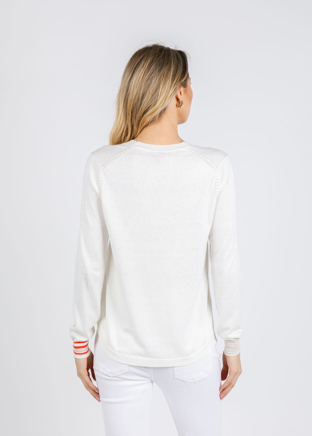 Zaket & Plover Ella Pocket Detail Sweater in White available at Barbara Katz