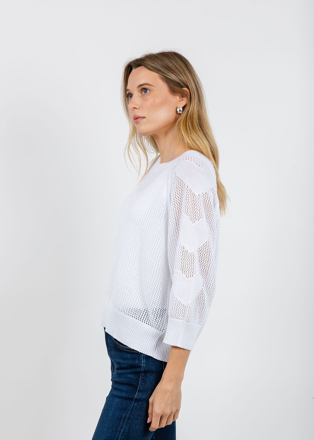 Zaket & Plover Hearts On My Sleeve Sweater in White available at Barbara Katz