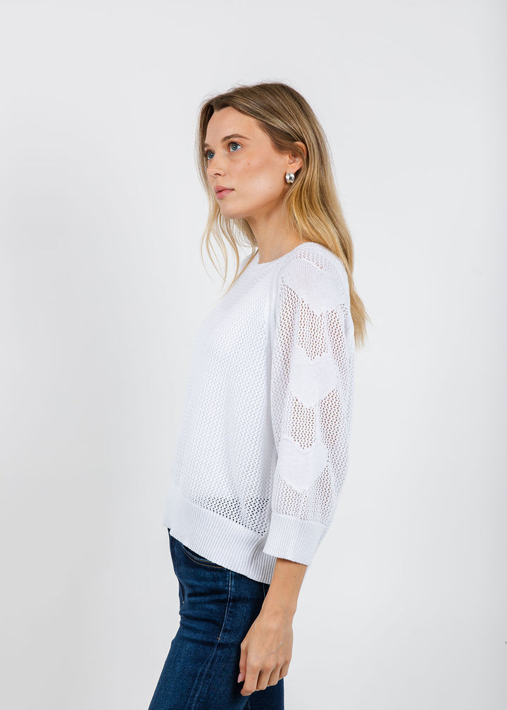 Zaket & Plover Hearts On My Sleeve Sweater in White available at Barbara Katz