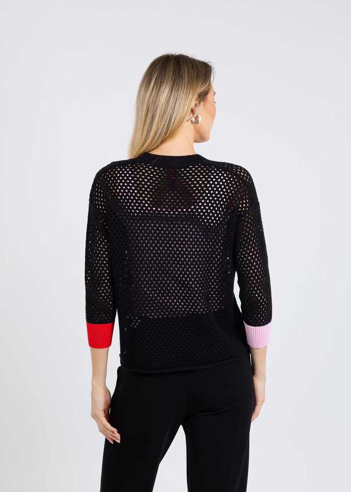 Zaket & Plover Holey Pocket Cardigan in Black available at Barbara Katz