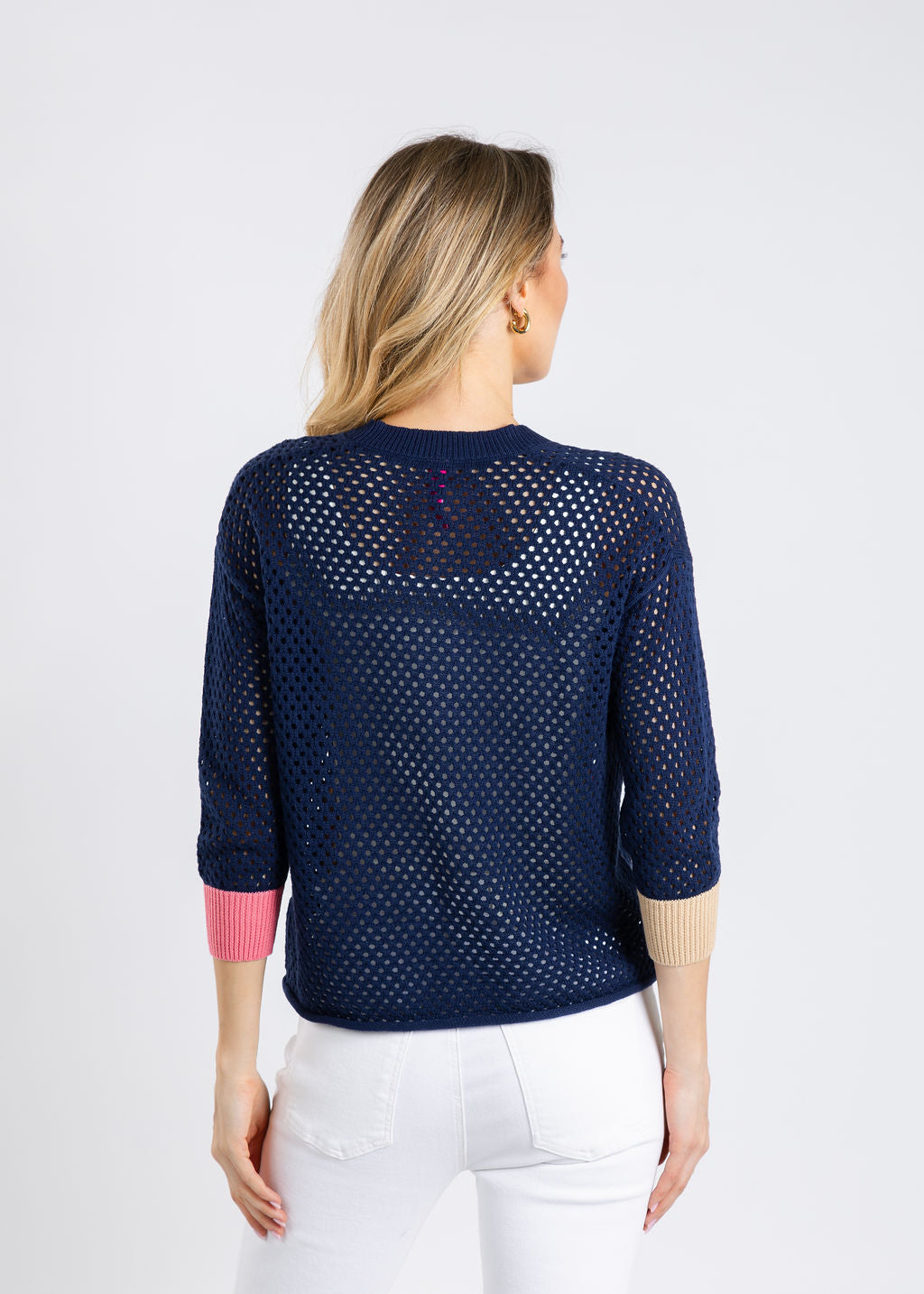 Zaket & Plover Holey Pocket Cardigan in Marine available at Barbara Katz