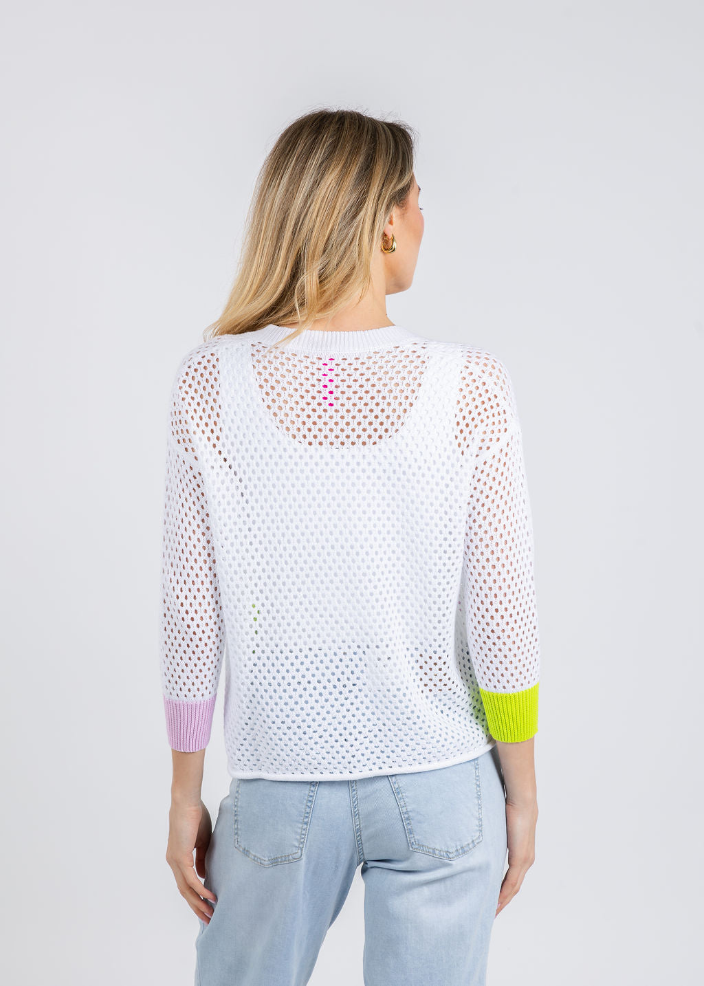 Zaket & Plover Holey Pocket Cardigan in White available at Barbara Katz