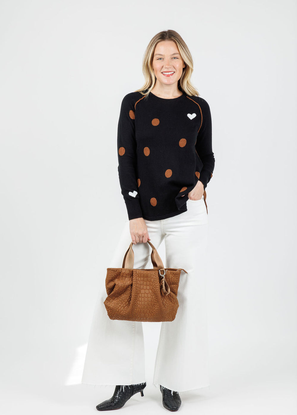 Zaket & Plover Leah Spot The Love Sweater in Black available at Barbara Katz
