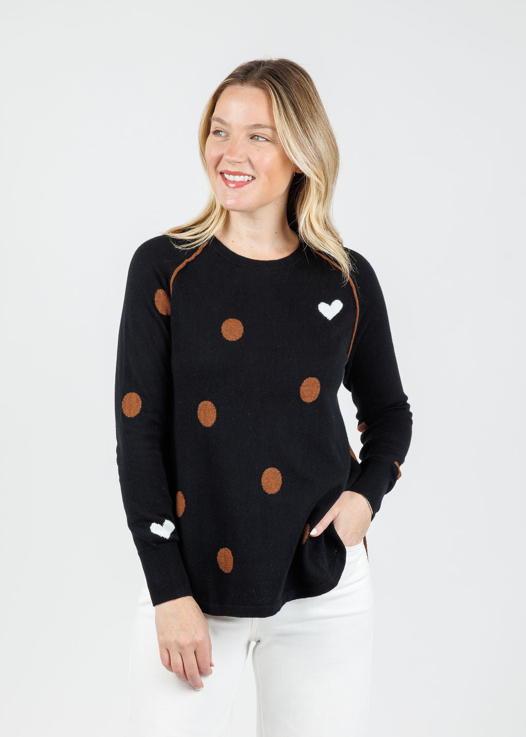 Zaket & Plover Leah Spot The Love Sweater in Black available at Barbara Katz