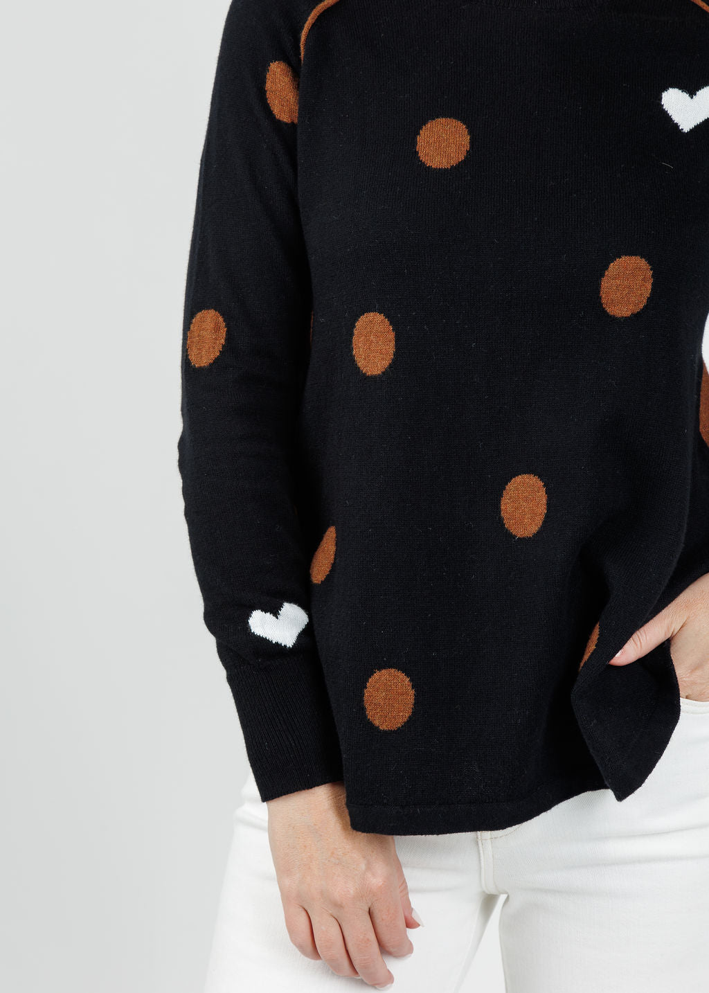 Zaket & Plover Leah Spot The Love Sweater in Black available at Barbara Katz