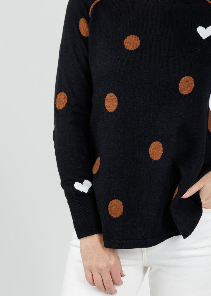 Zaket & Plover Leah Spot The Love Sweater in Black available at Barbara Katz