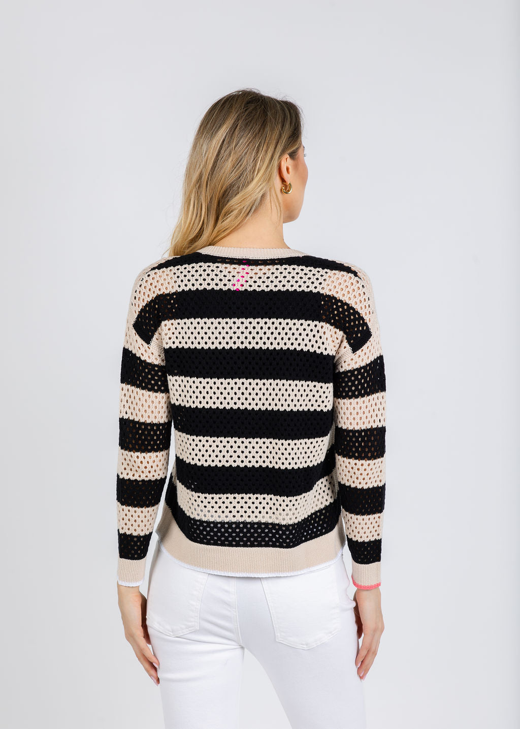 Zaket & Plover Lindy Pointelle Zip Cardigan in Canvas available at Barbara Katz