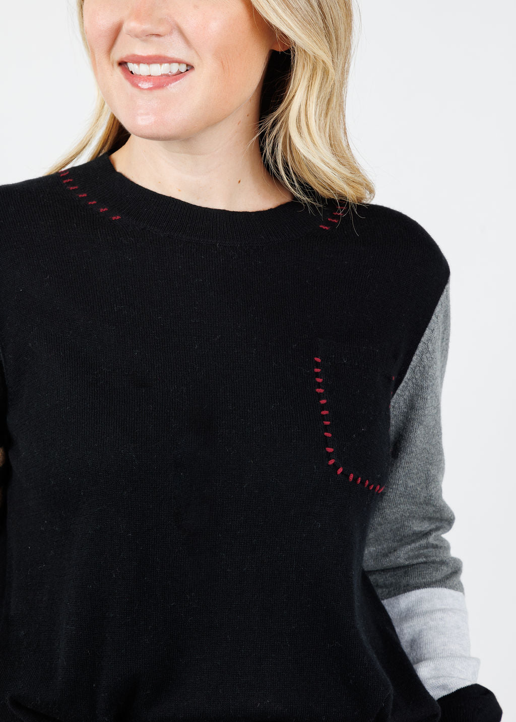 Zaket & Plover Mia Stitch Pocket Sweater in Black available at Barbara Katz