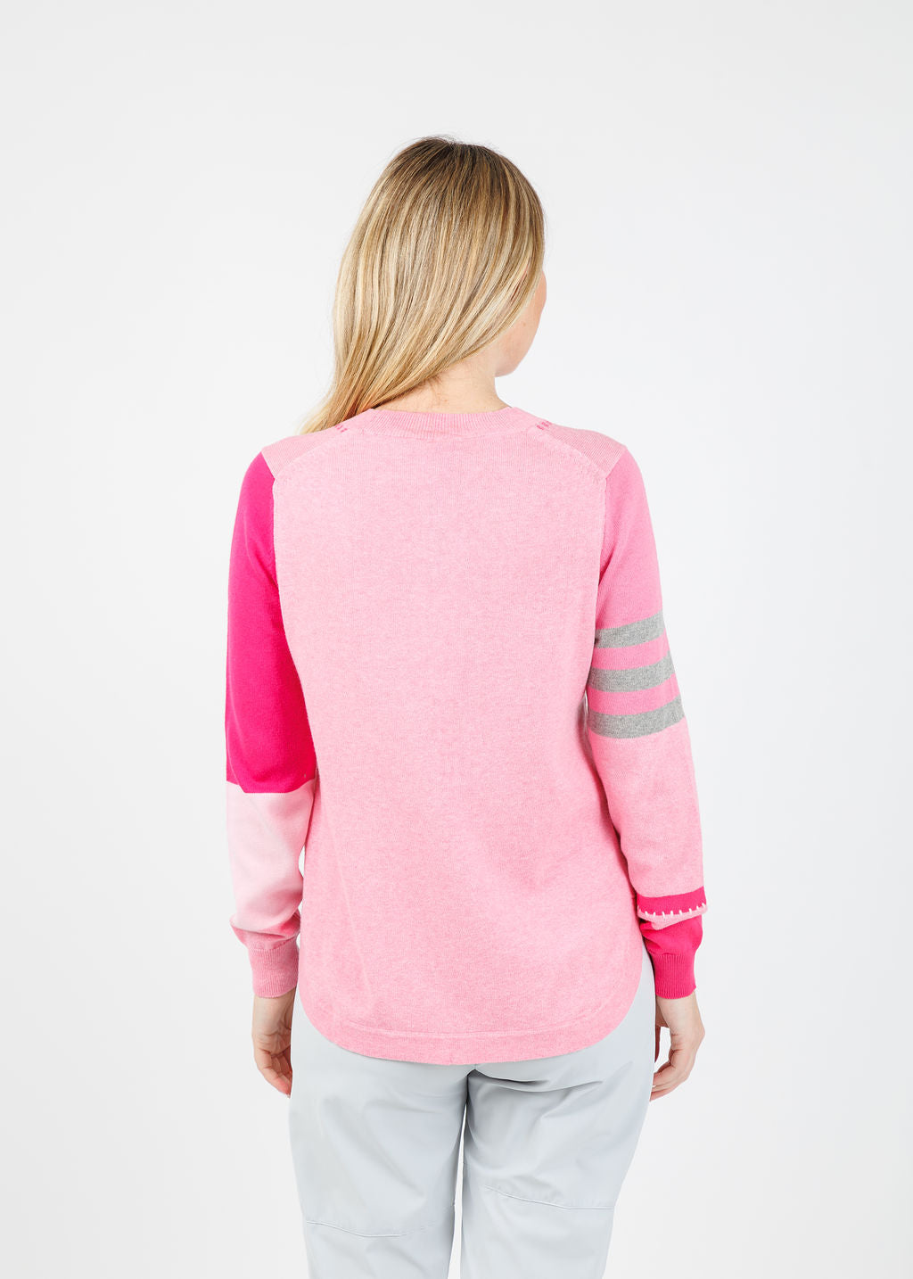 Zaket & Plover Mia Stitch Pocket Sweater in Soft Pink available at Barbara Katz