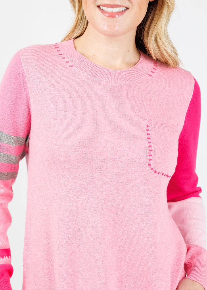 Zaket & Plover Mia Stitch Pocket Sweater in Soft Pink available at Barbara Katz