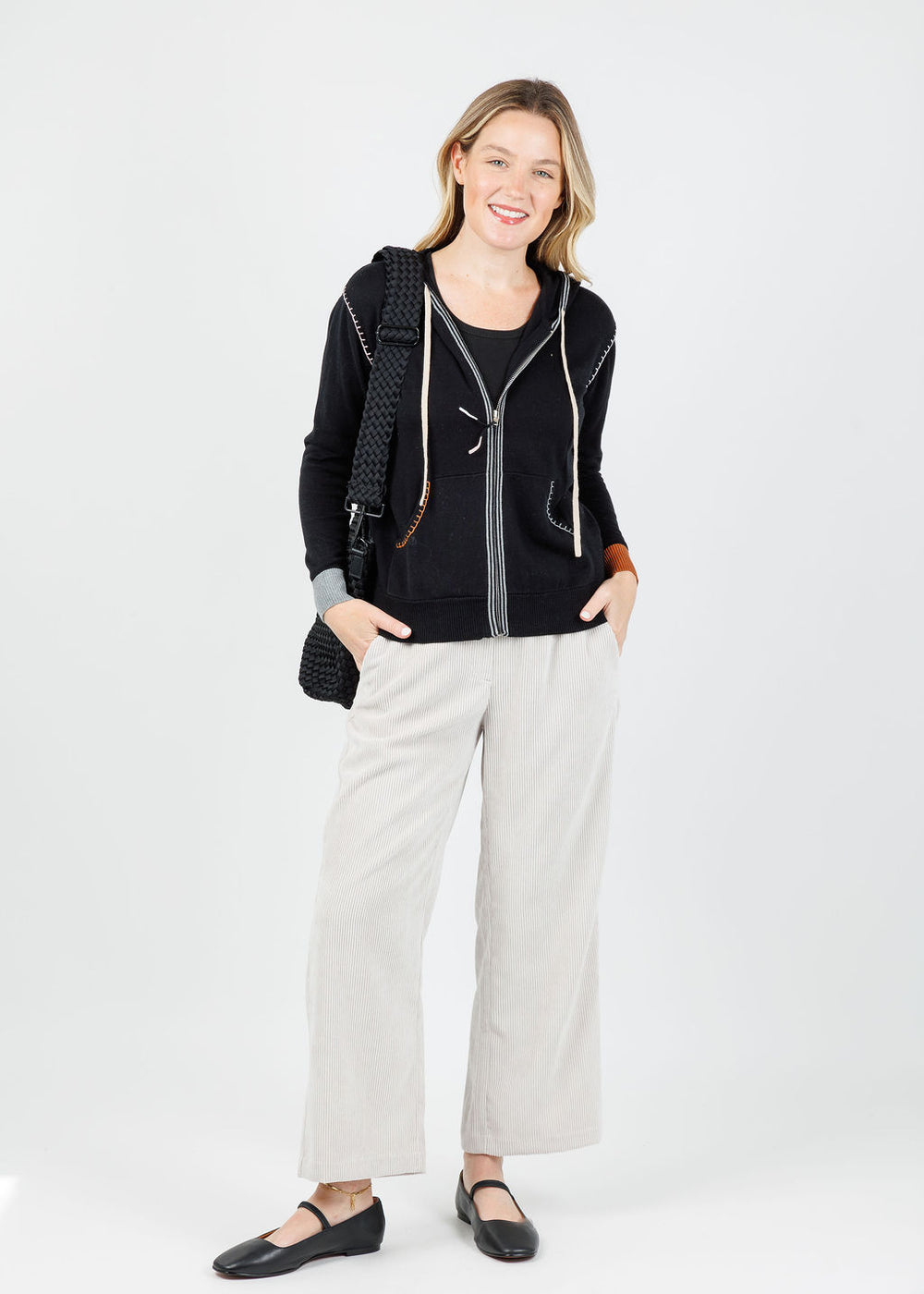 Zaket & Plover Mila Heart Embroidery Hoodie in Black available at Barbara Katz