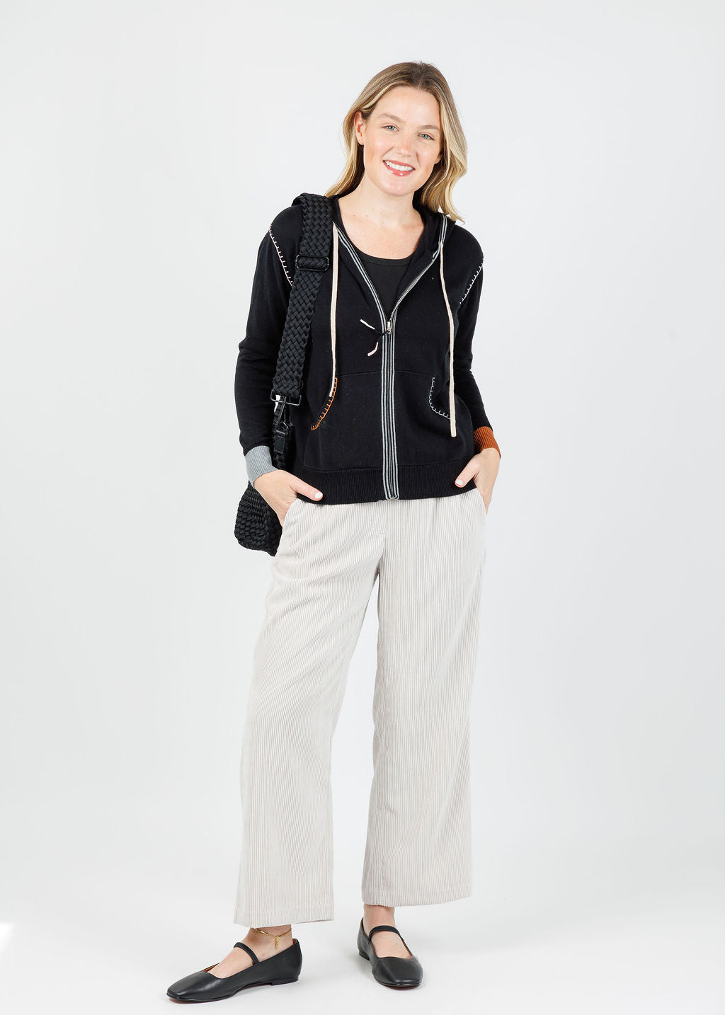 Zaket & Plover Mila Heart Embroidery Hoodie in Black available at Barbara Katz