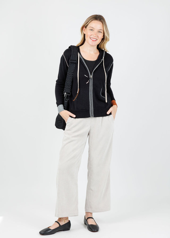 Zaket & Plover Mila Heart Embroidery Hoodie in Black available at Barbara Katz