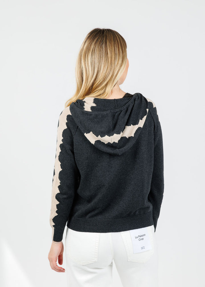 Zaket & Plover Mosaic Intarsia Hoodie in Charcoal available at Barbara Katz
