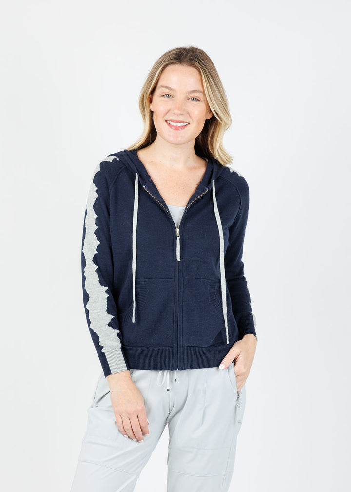 Zaket & Plover Mosaic Intarsia Hoodie in Ink available at Barbara Katz