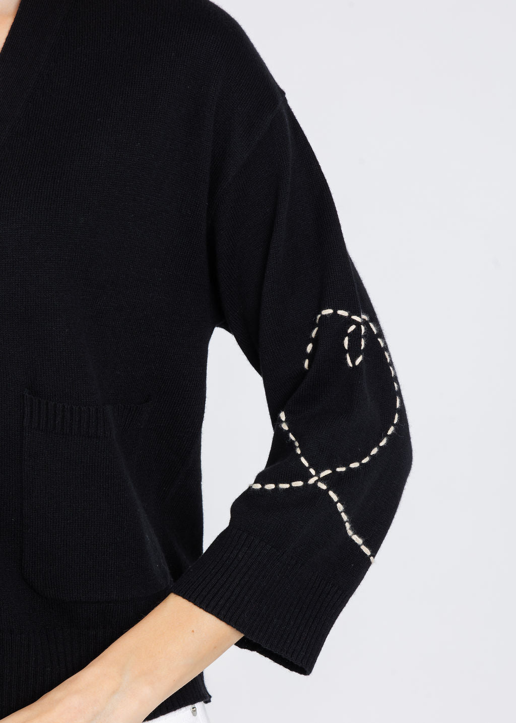 Zaket & Plover Olivia Heart Wide Sleeve Cardigan in Black available at Barbara Katz