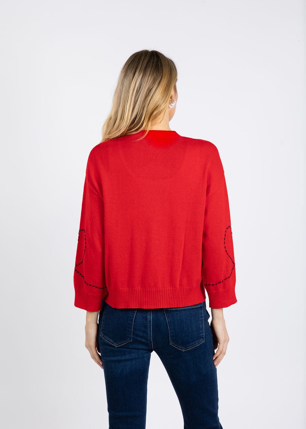 Zaket & Plover Olivia Heart Wide Sleeve Cardigan in Red available at Barbara Katz