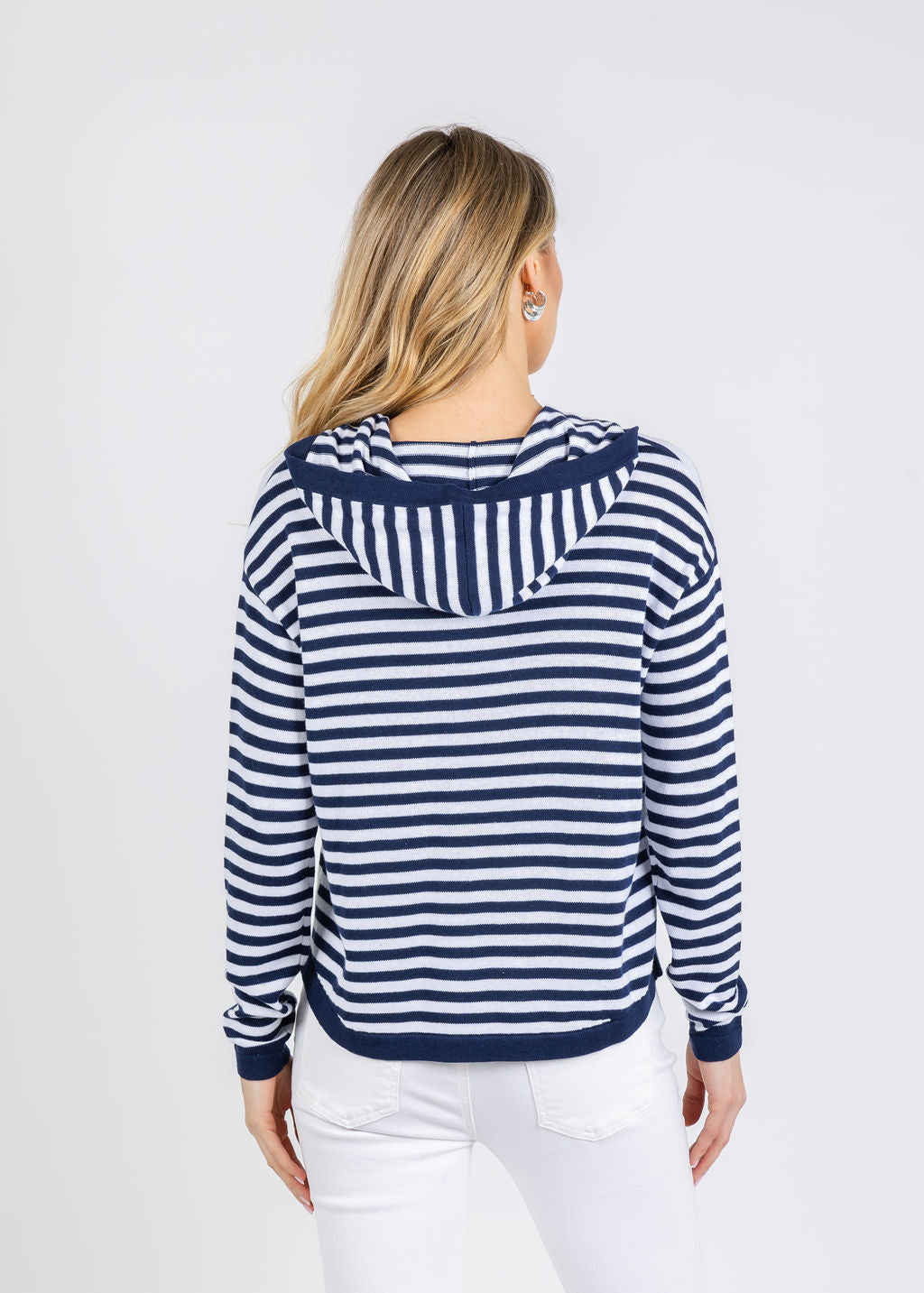 Zaket & Plover Tyana Multi Stripe Hoodie in Marine available at Barbara Katz