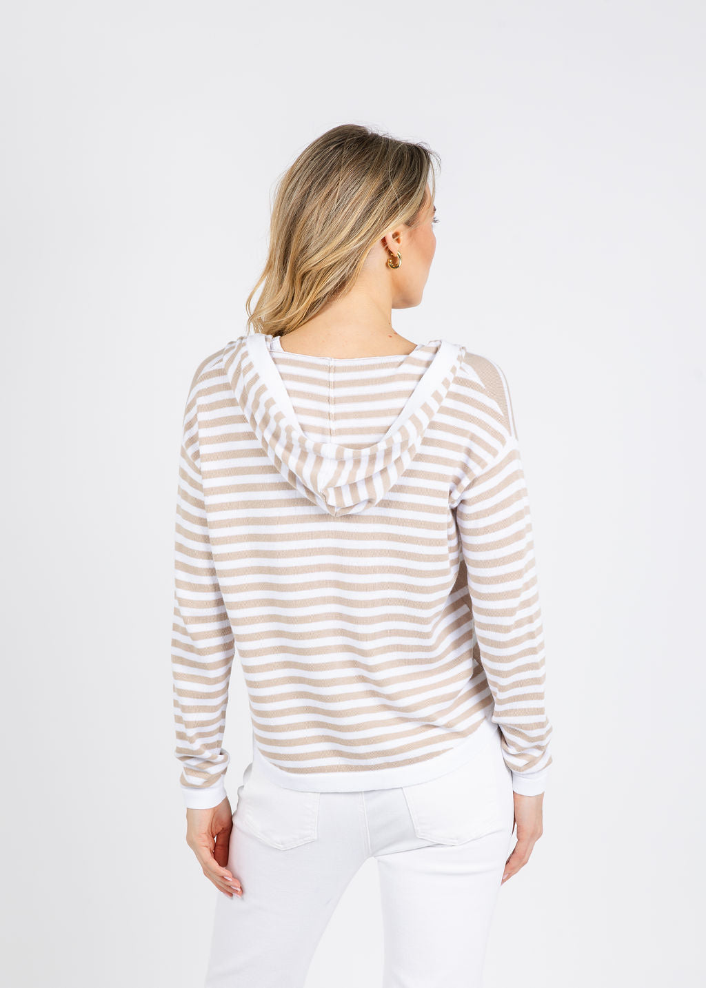 Zaket & Plover Tyana Multi Stripe Hoodie in White available at Barbara Katz