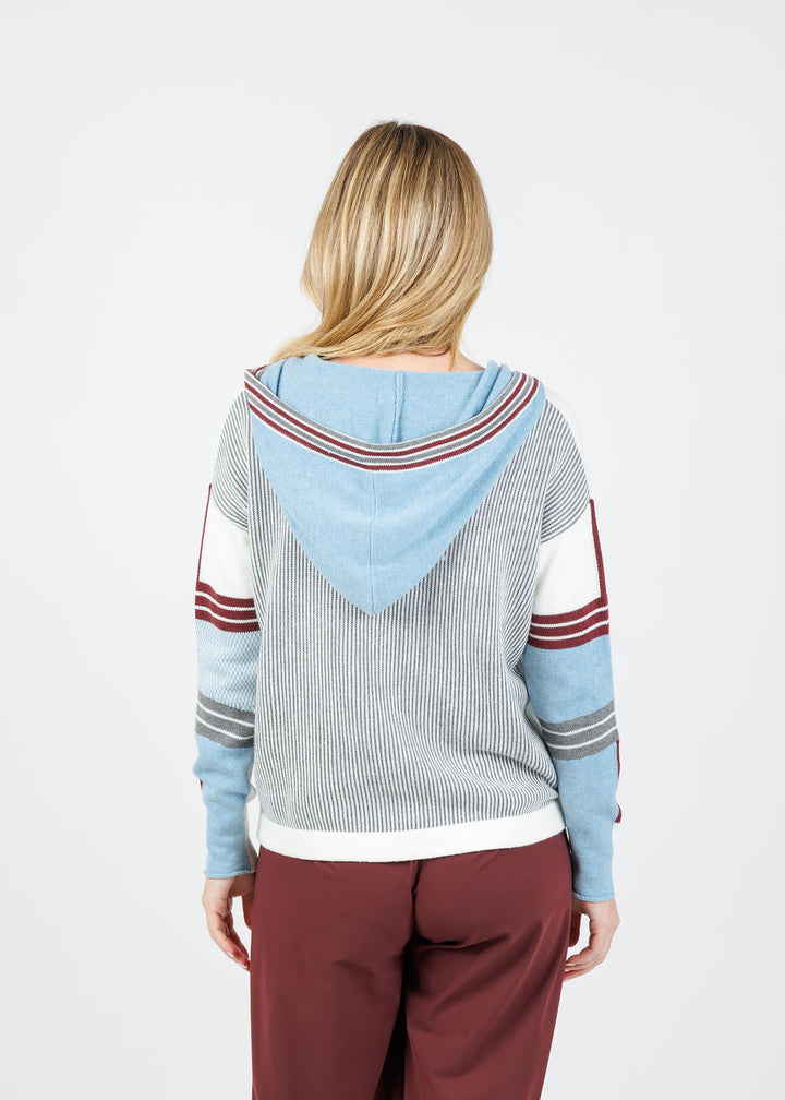 Zaket & Plover Vivian Stripes Zip Up Hoodie in Cream/White available at Barbara Katz