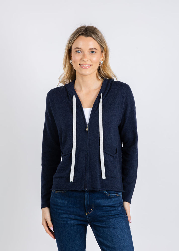 Zaket & Plover Zara Boxy Hoodie in Dark Navy available at Barbara Katz