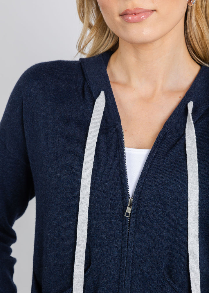 Zaket & Plover Zara Boxy Hoodie in Dark Navy available at Barbara Katz