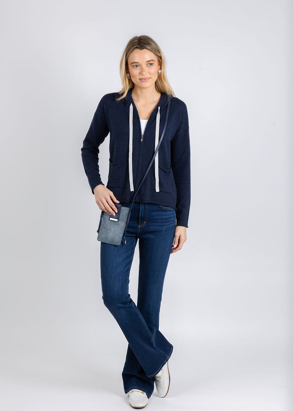 Zaket & Plover Zara Boxy Hoodie in Dark Navy available at Barbara Katz