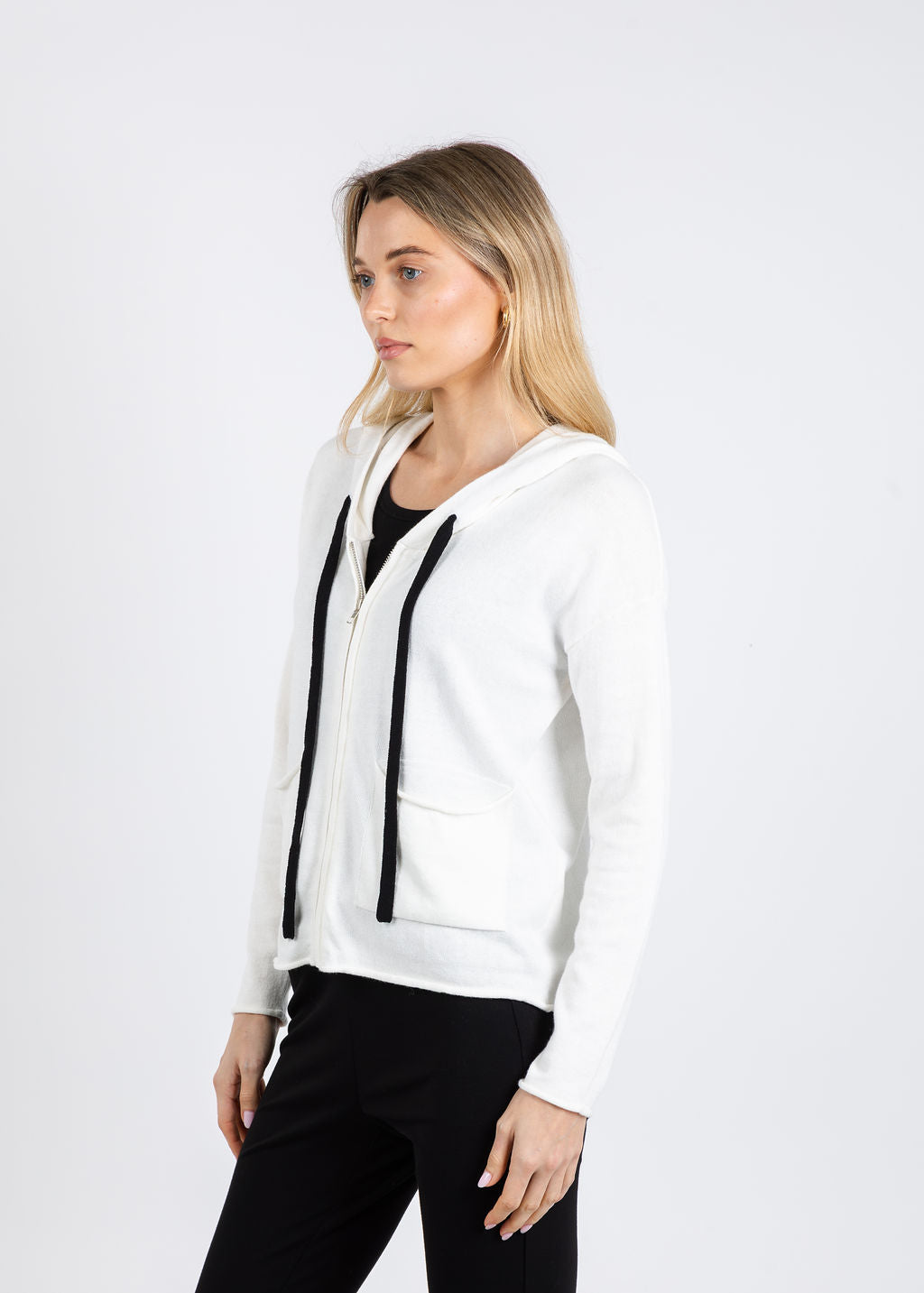 Zaket & Plover Zara Boxy Hoodie in White available at Barbara Katz