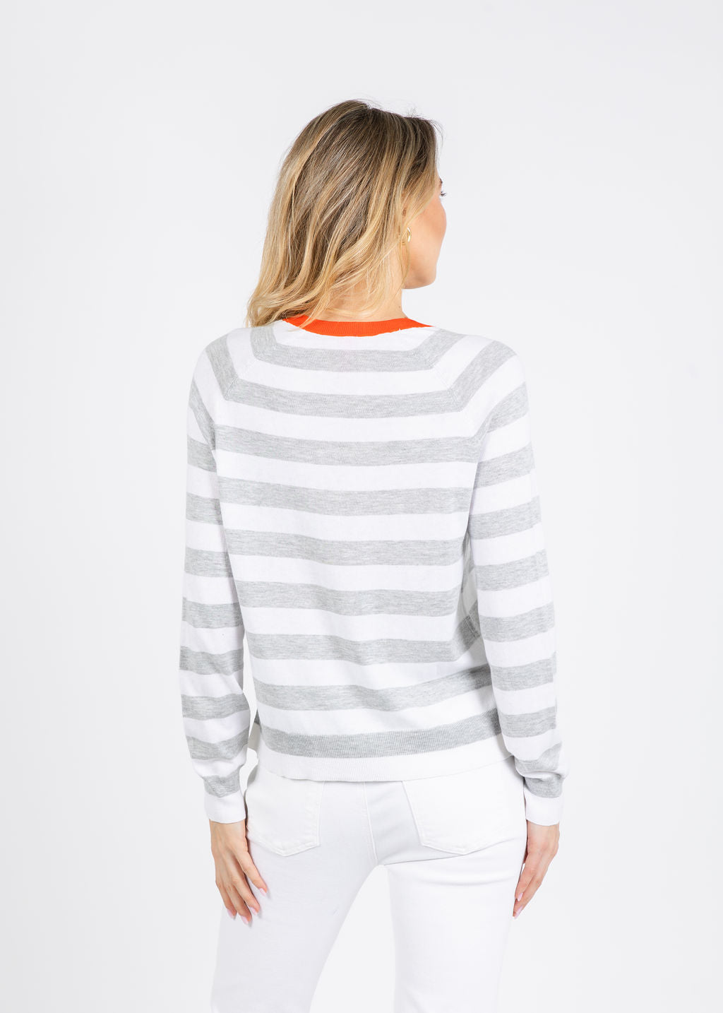 Zaket & Plover Zulma Stripe Henley Sweater in White available at Barbara Katz