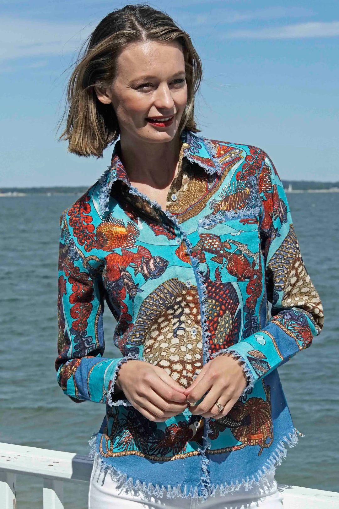 Dizzy-Lizzie Cape Cod Shirt With Aquarium Print