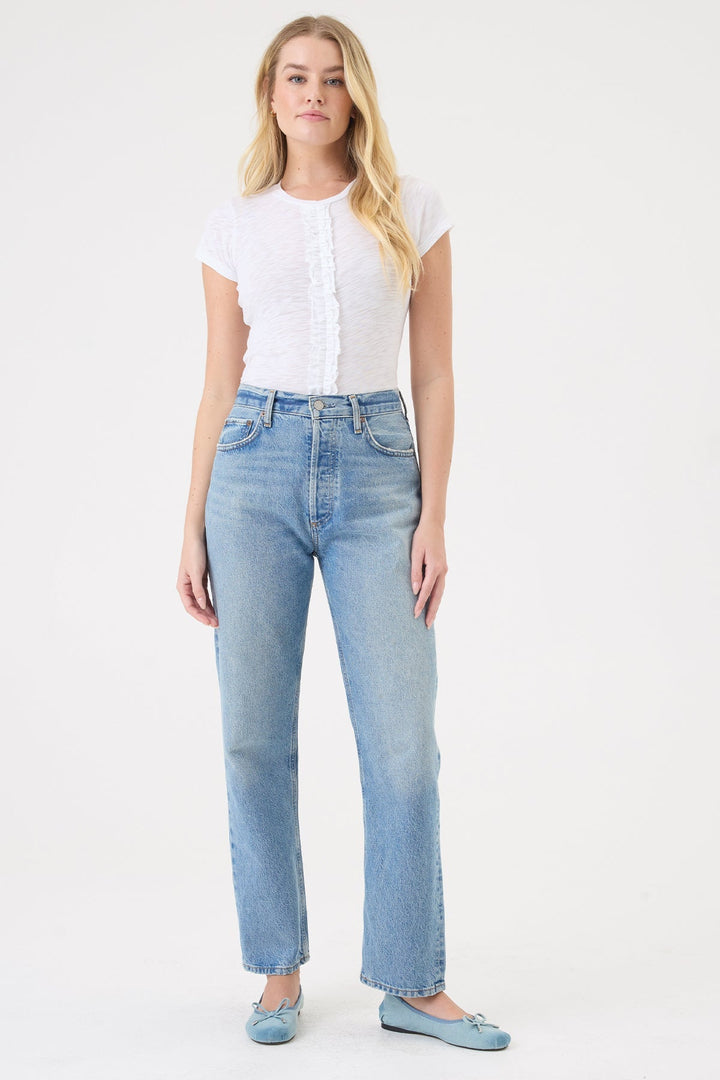 Goldie Annette Tee With Ruffle in White available at Barbara Katz