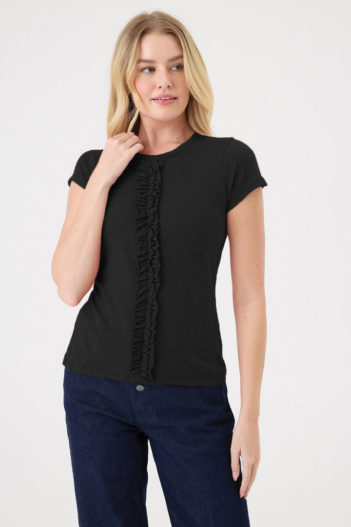 Goldie Annette Tee With Ruffle in Black available at Barbara Katz