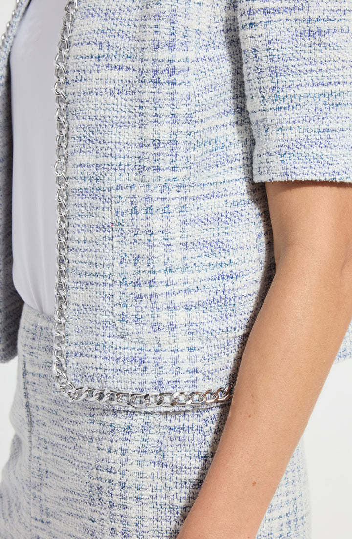 Lysse Lily Summer Tweed Jacket in Azzurro available at Barbara Katz