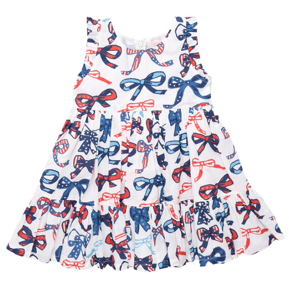 Pink Chicken Girls Kelsey Dress in Red White and Bows available at Barbara Katz