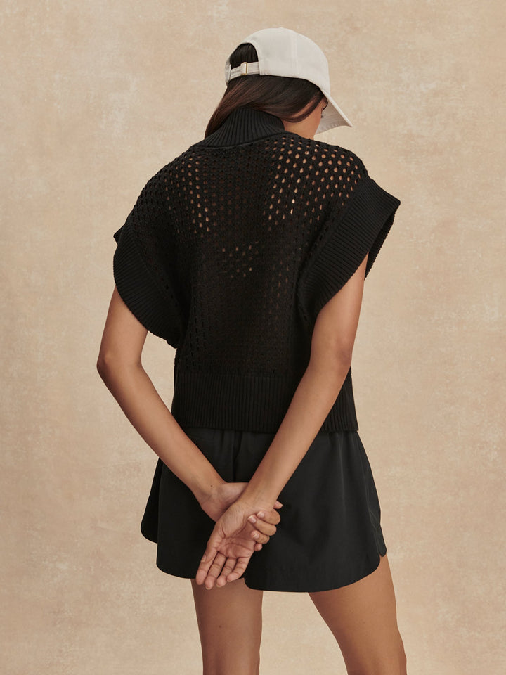 Varley Gaines Half-Zip Knit in Black available at Barbara Katz