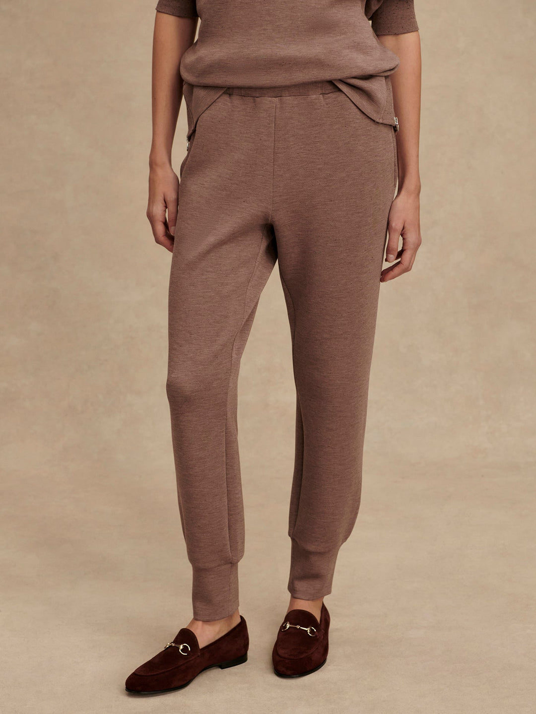 Varley The Slim Cuff Pants 27.5" in Deep Taupe Marl Fleck available at Barbara Katz