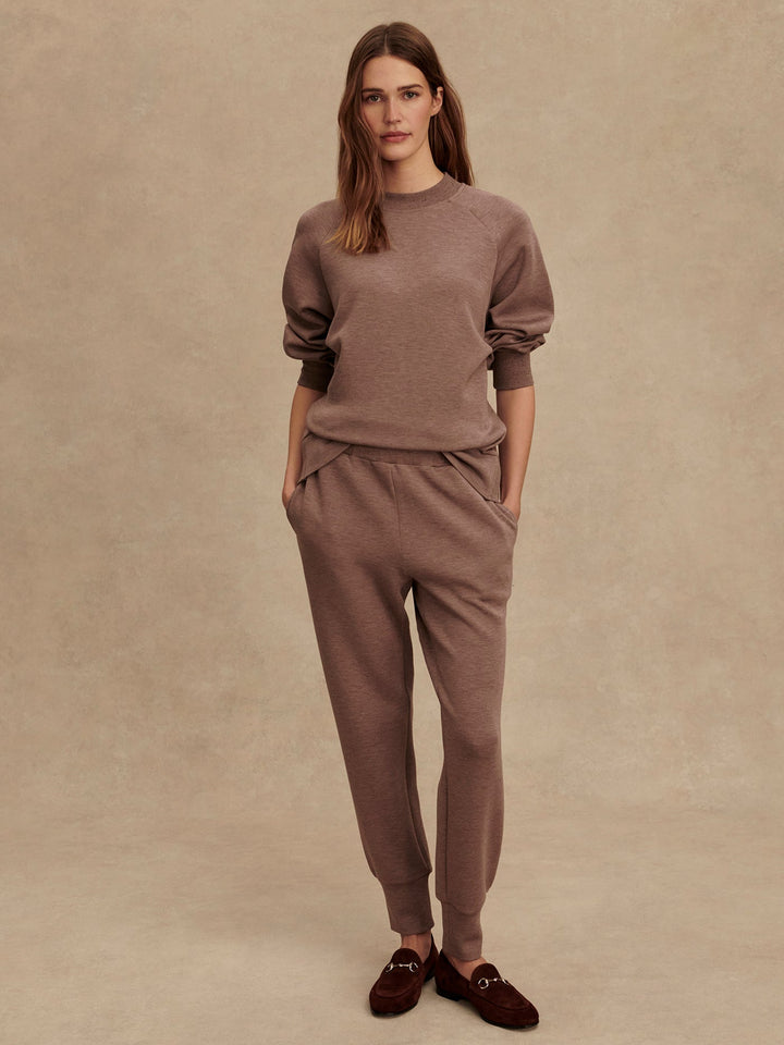 Varley The Slim Cuff Pants 27.5" in Deep Taupe Marl Fleck available at Barbara Katz