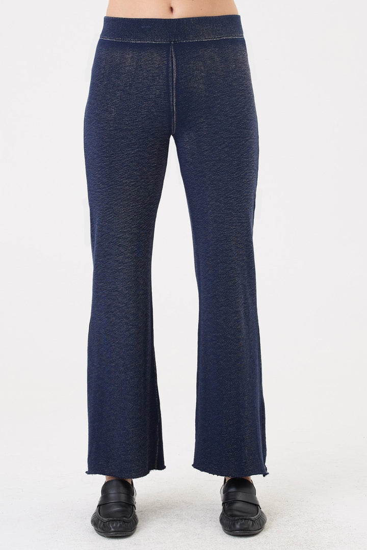 Goldie Denim Wash Crop Flare Sweatpants in Navy available at Barbara Katz