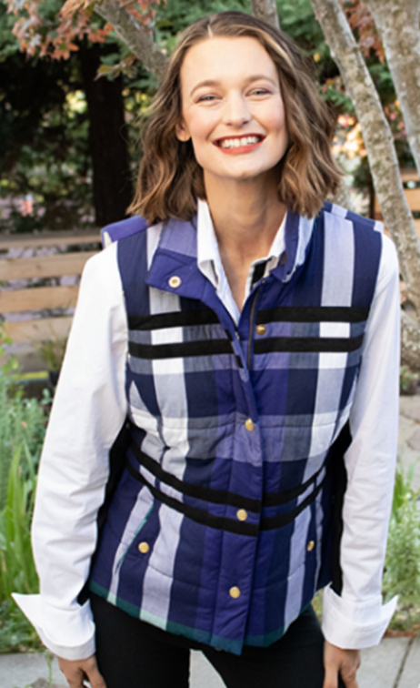 Dizzy-Lizzie Rosey Vest in Deep Purple available at Barbara Katz