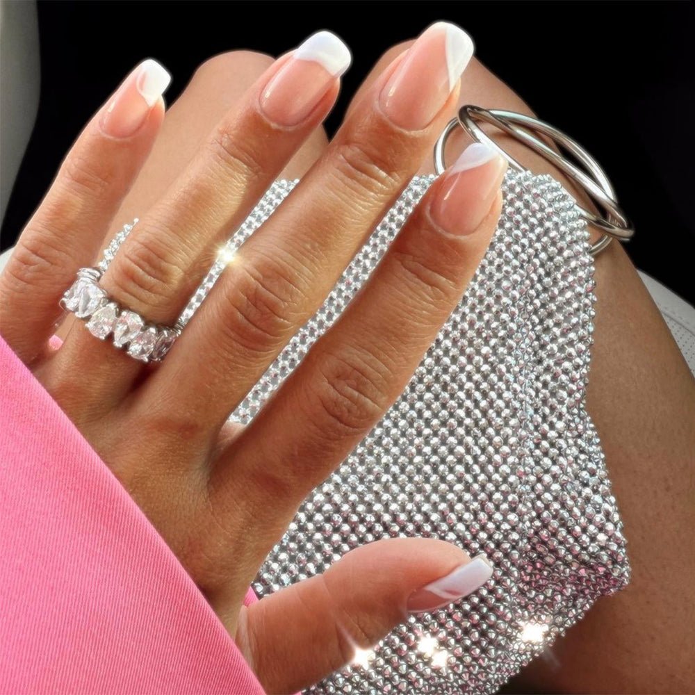 Olga Berg Ellie Crystal Mesh Handle Bag in Silver available at Barbara Katz