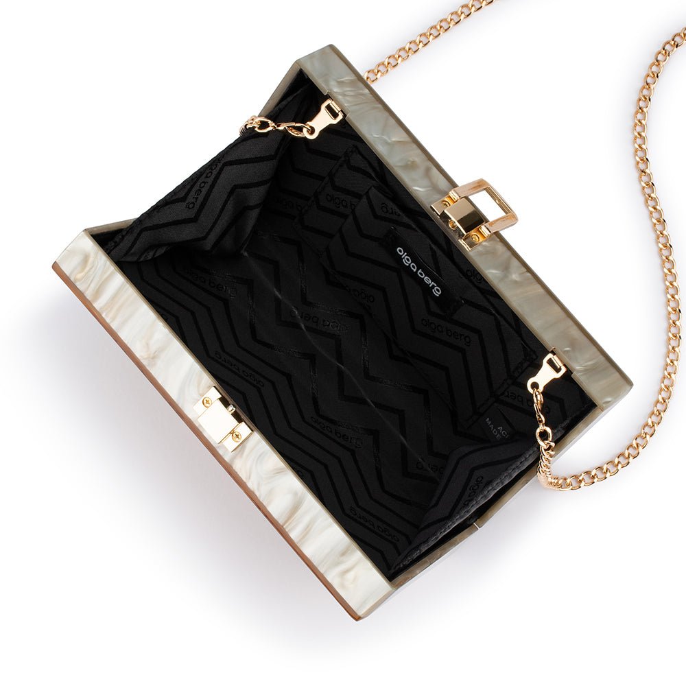 Olga Berg Erika Acrylic Wave Bag in Natural available at Barbara Katz