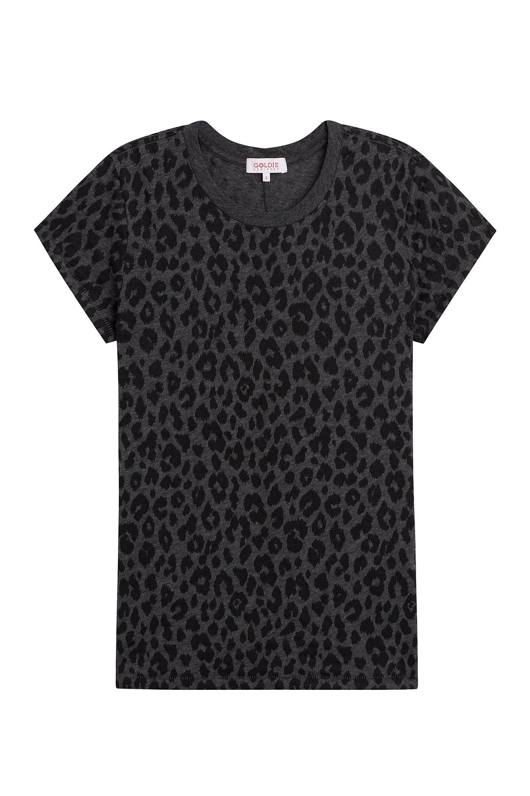 Goldie Leopard Fauve Ringer Tee in Charcoal available at Barbara Katz