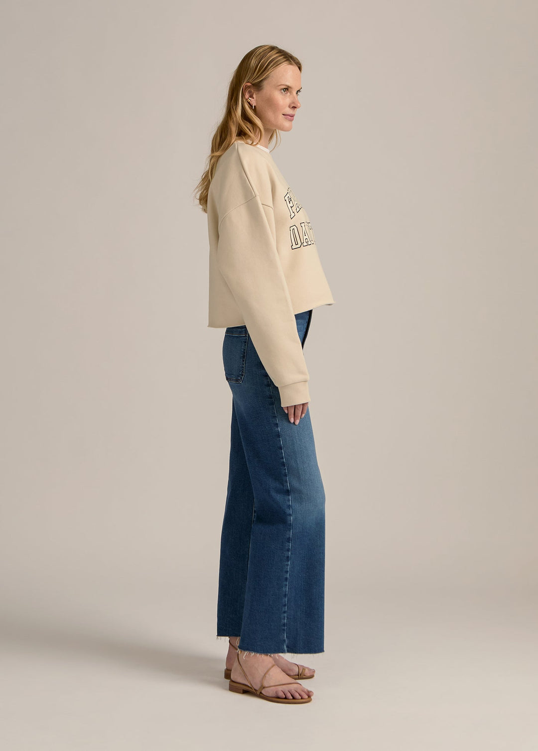 Favorite Daughter Cropped Collegiate Sweatshirt in Navy/White available at Barbara Katz