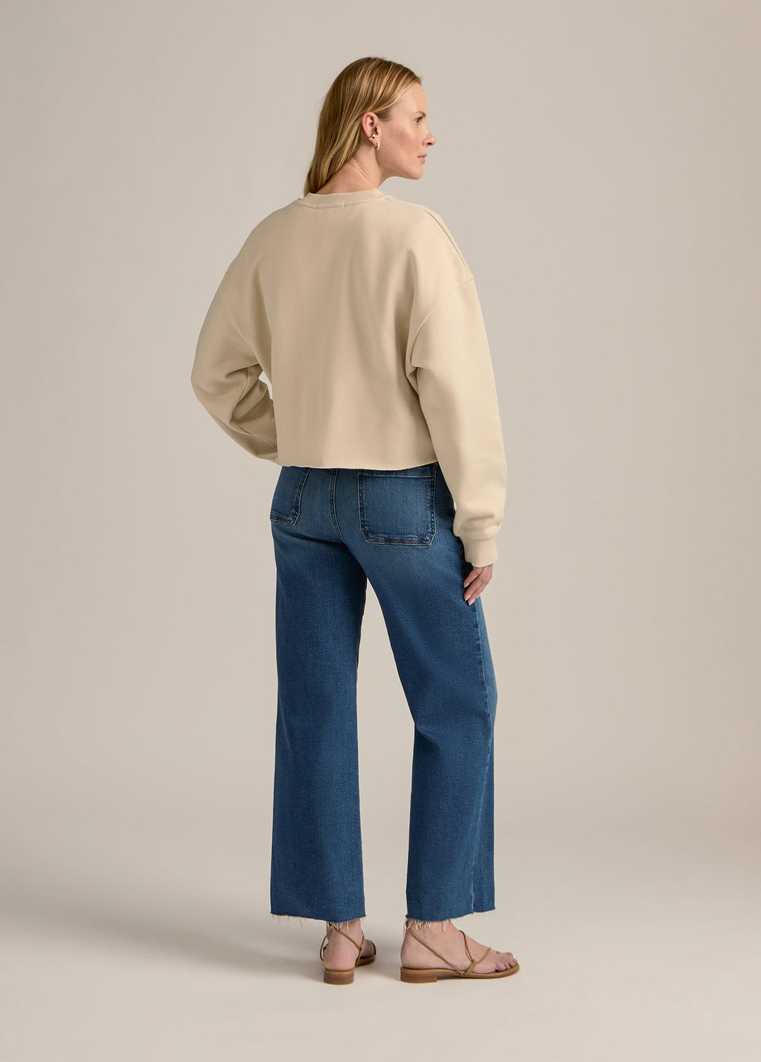 Favorite Daughter Cropped Collegiate Sweatshirt in Navy/White available at Barbara Katz