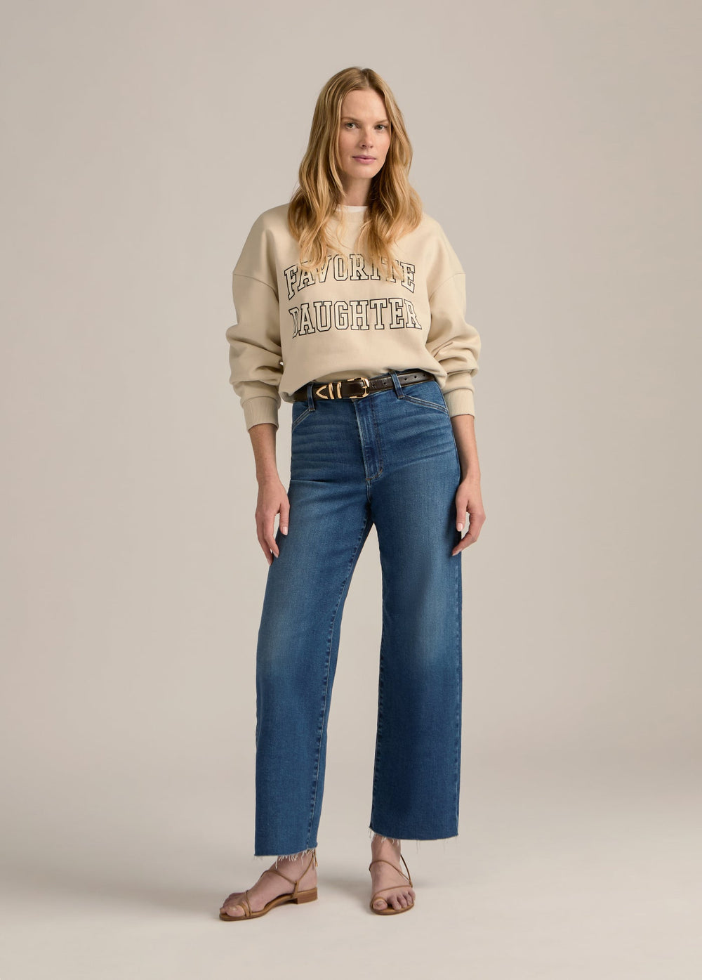 Favorite Daughter Cropped Collegiate Sweatshirt in Navy/White available at Barbara Katz