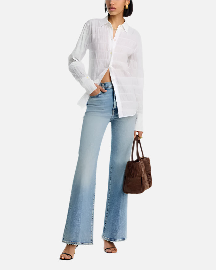 Frame The Smocked Shirt in White available at Barbara Katz