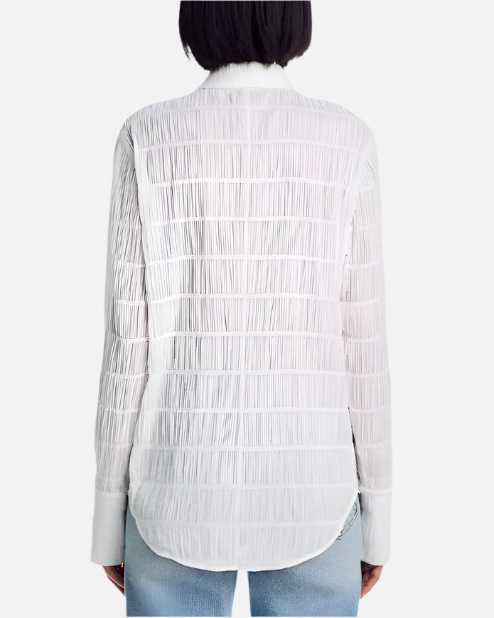 Frame The Smocked Shirt in White available at Barbara Katz