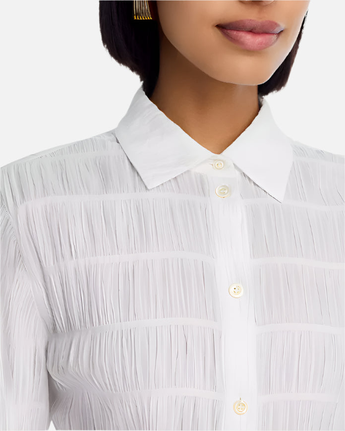 Frame The Smocked Shirt in White available at Barbara Katz