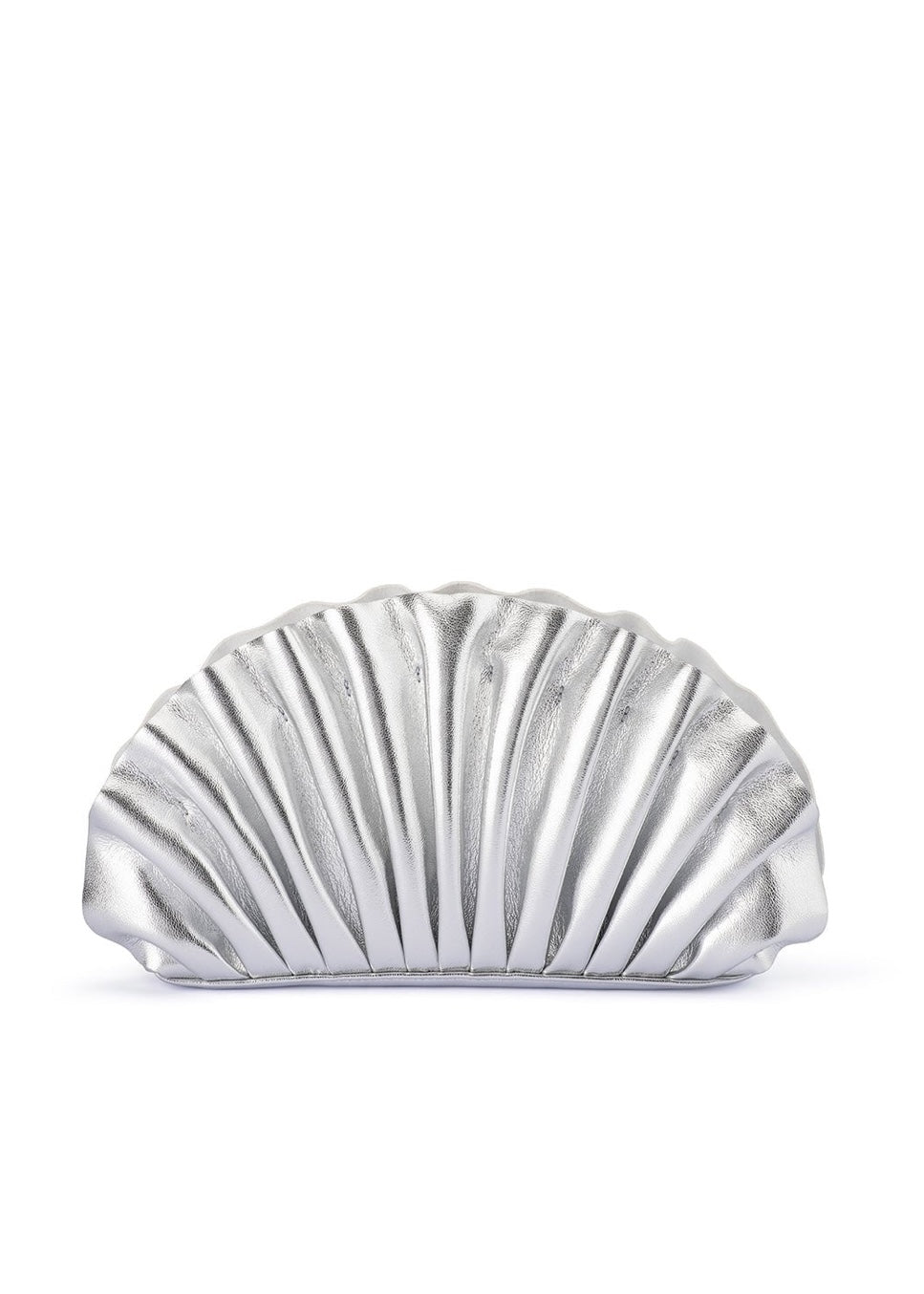 Olga Berg Hollie Pleated Clutch in Silver available at Barbara Katz