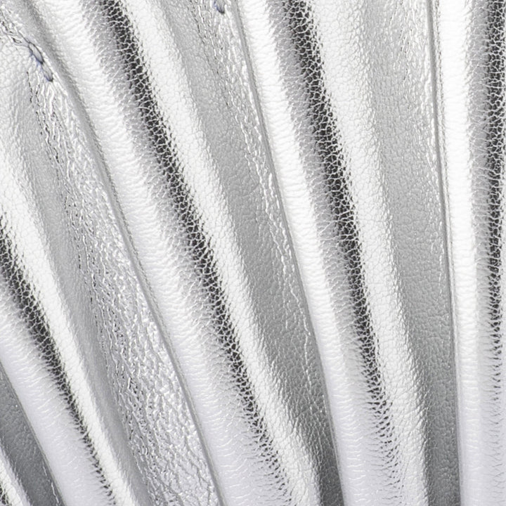 Olga Berg Hollie Pleated Clutch in Silver available at Barbara Katz